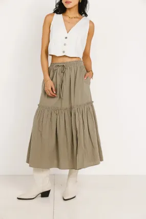 Aspen Midi Skirt in Olive - FINAL SALE