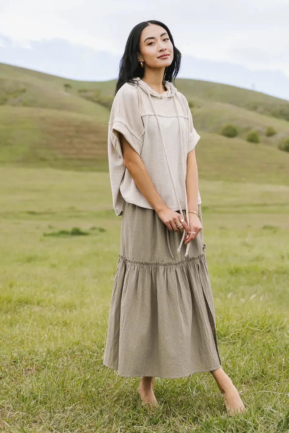 Aspen Midi Skirt in Olive - FINAL SALE