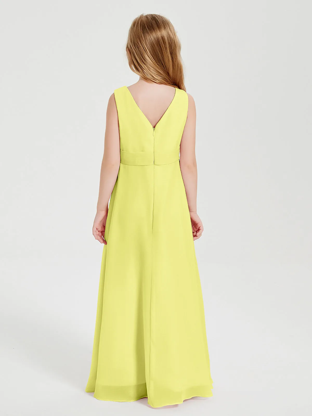 Boho Long Chiffon Bridesmaid Dresses Cascading Skirt Daffodil