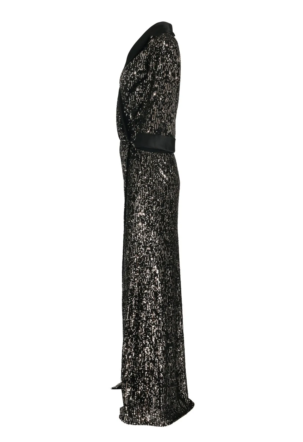Embroidered black & silver envelope dress