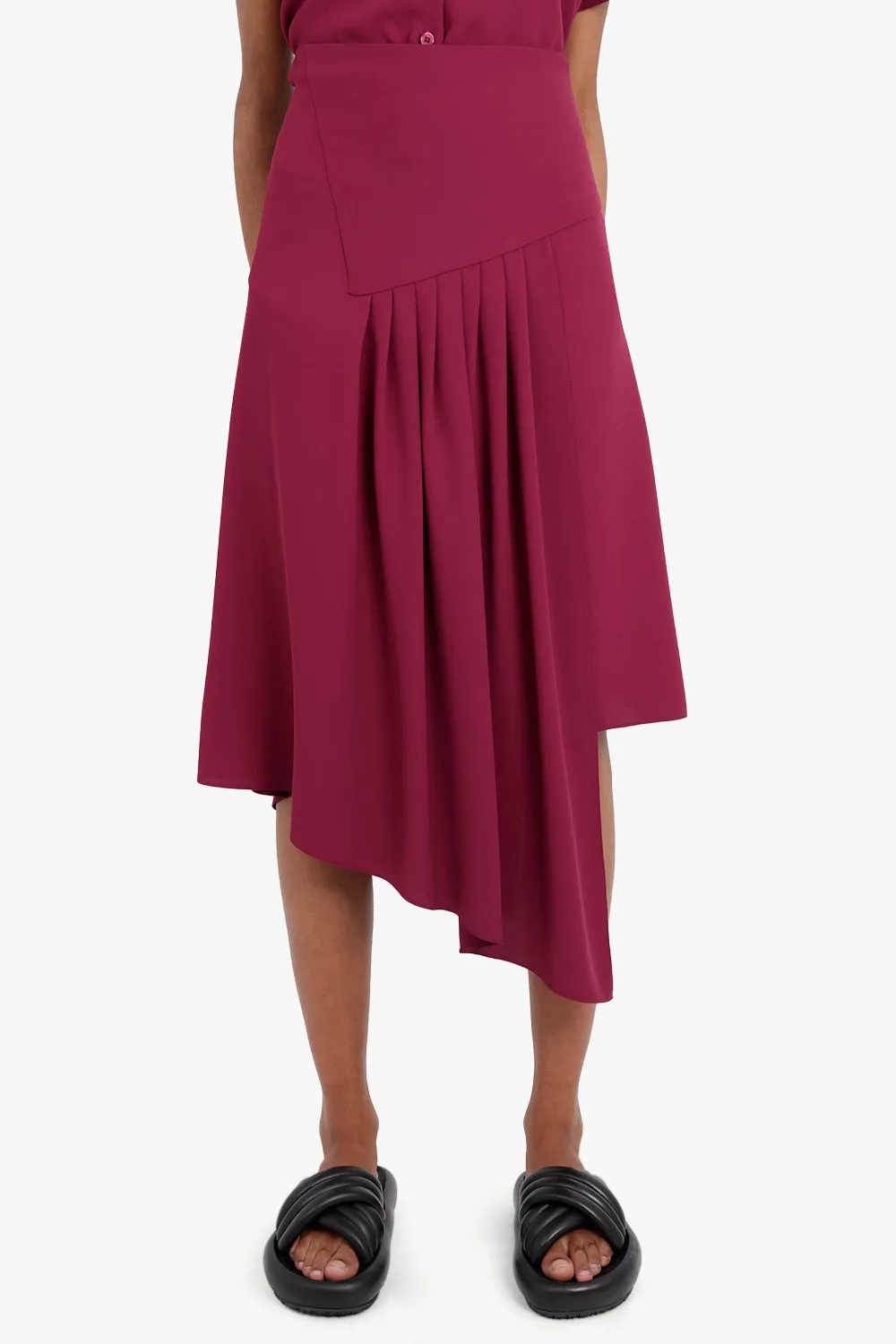 FLUID ASYMMETRIC SPLIT SKIRT RASPBERRY