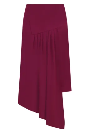 FLUID ASYMMETRIC SPLIT SKIRT RASPBERRY