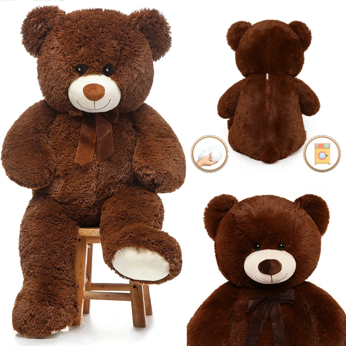 Giant Teddy Bear Plush Toy, Multicolor, 35.4/51 Inches