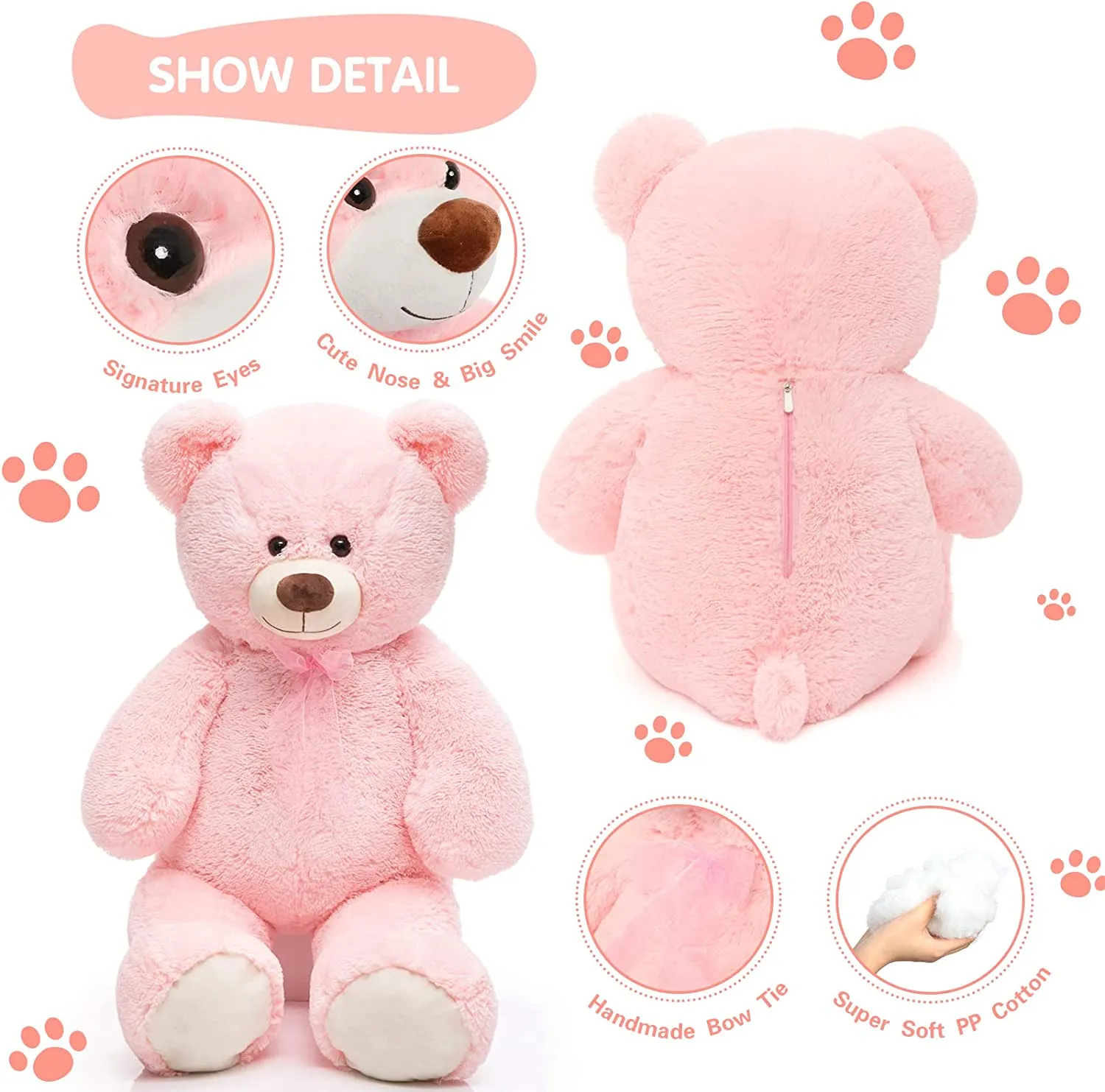 Giant Teddy Bear Plush Toy, Multicolor, 35.4/51 Inches