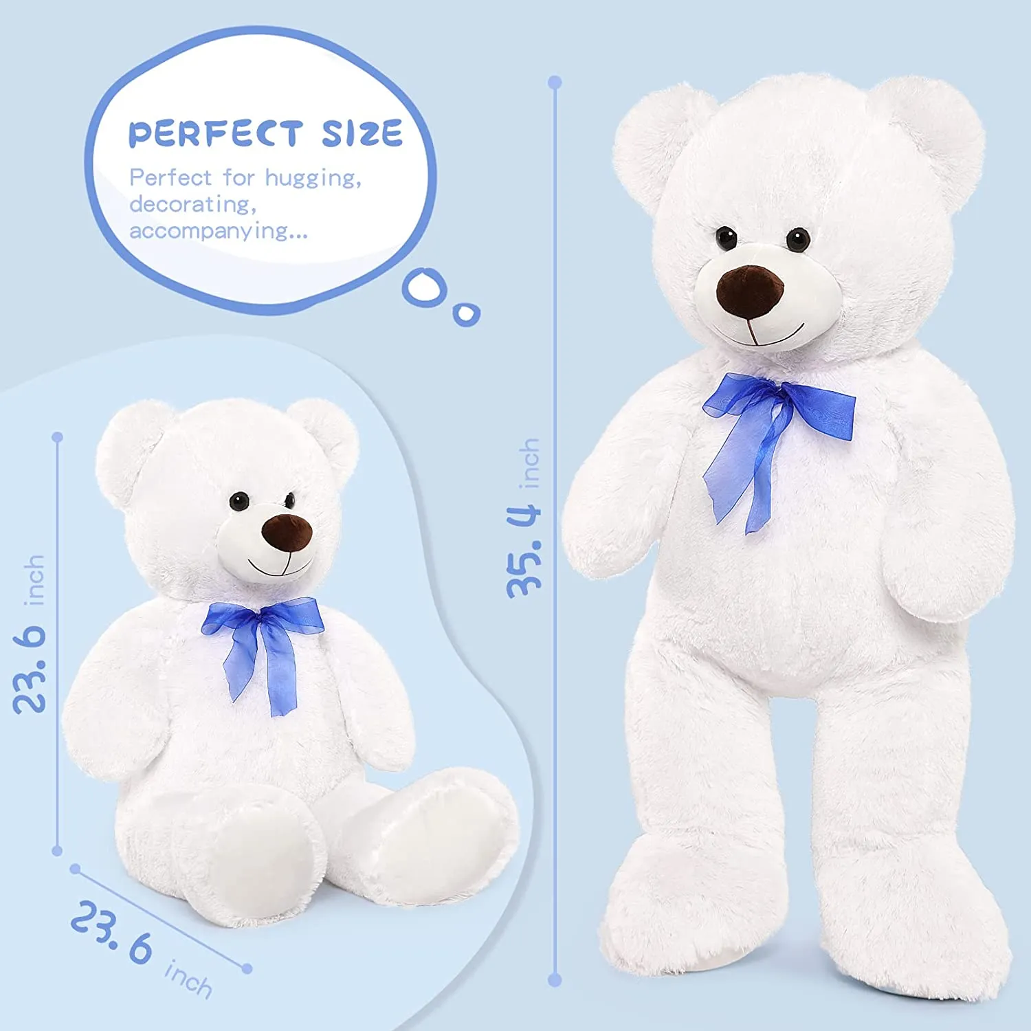 Giant Teddy Bear Plush Toy, Multicolor, 35.4/51 Inches