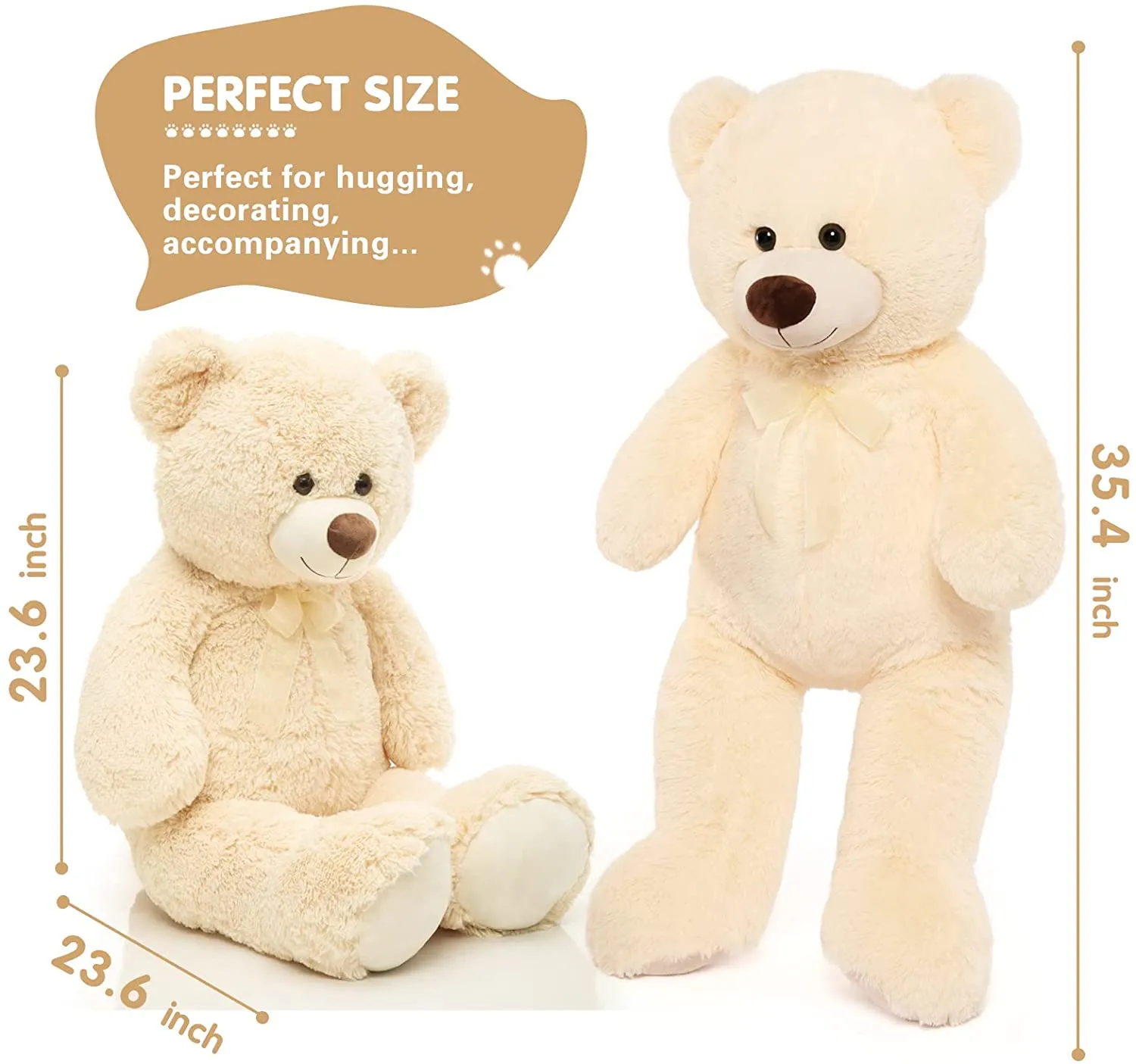 Giant Teddy Bear Plush Toy, Multicolor, 35.4/51 Inches