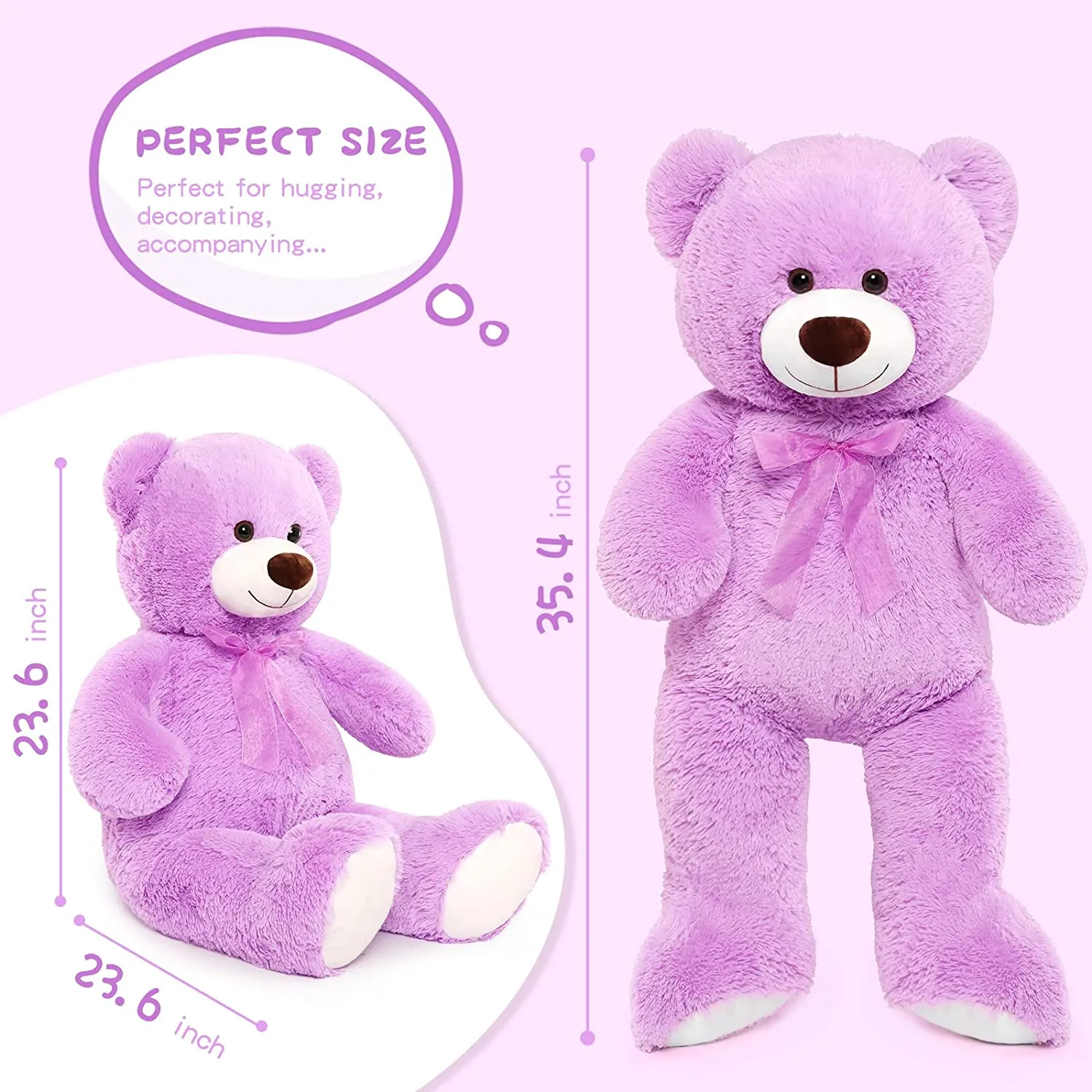 Giant Teddy Bear Plush Toy, Multicolor, 35.4/51 Inches