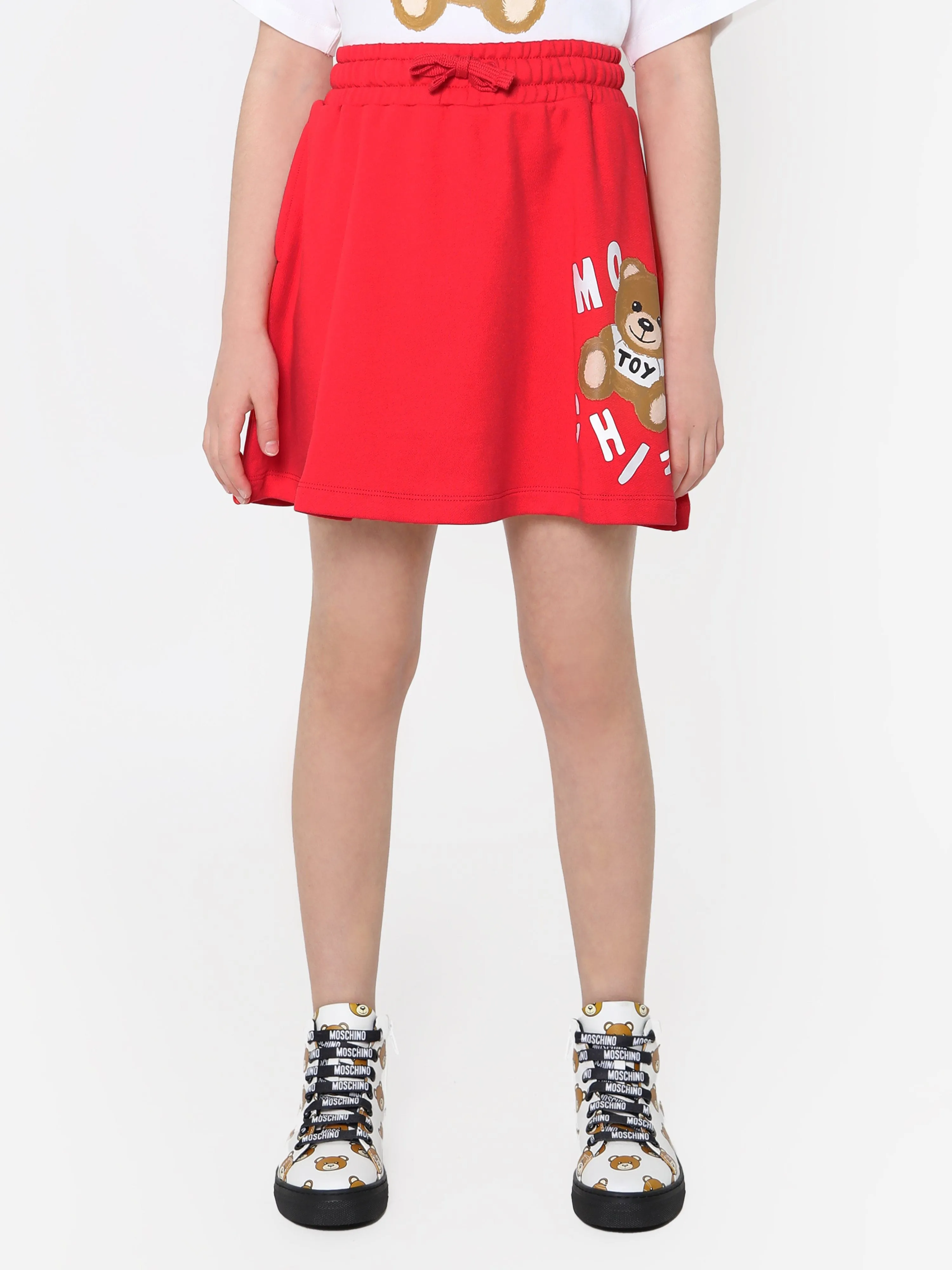 Moschino Girls Teddy Logo Skirt in Pink