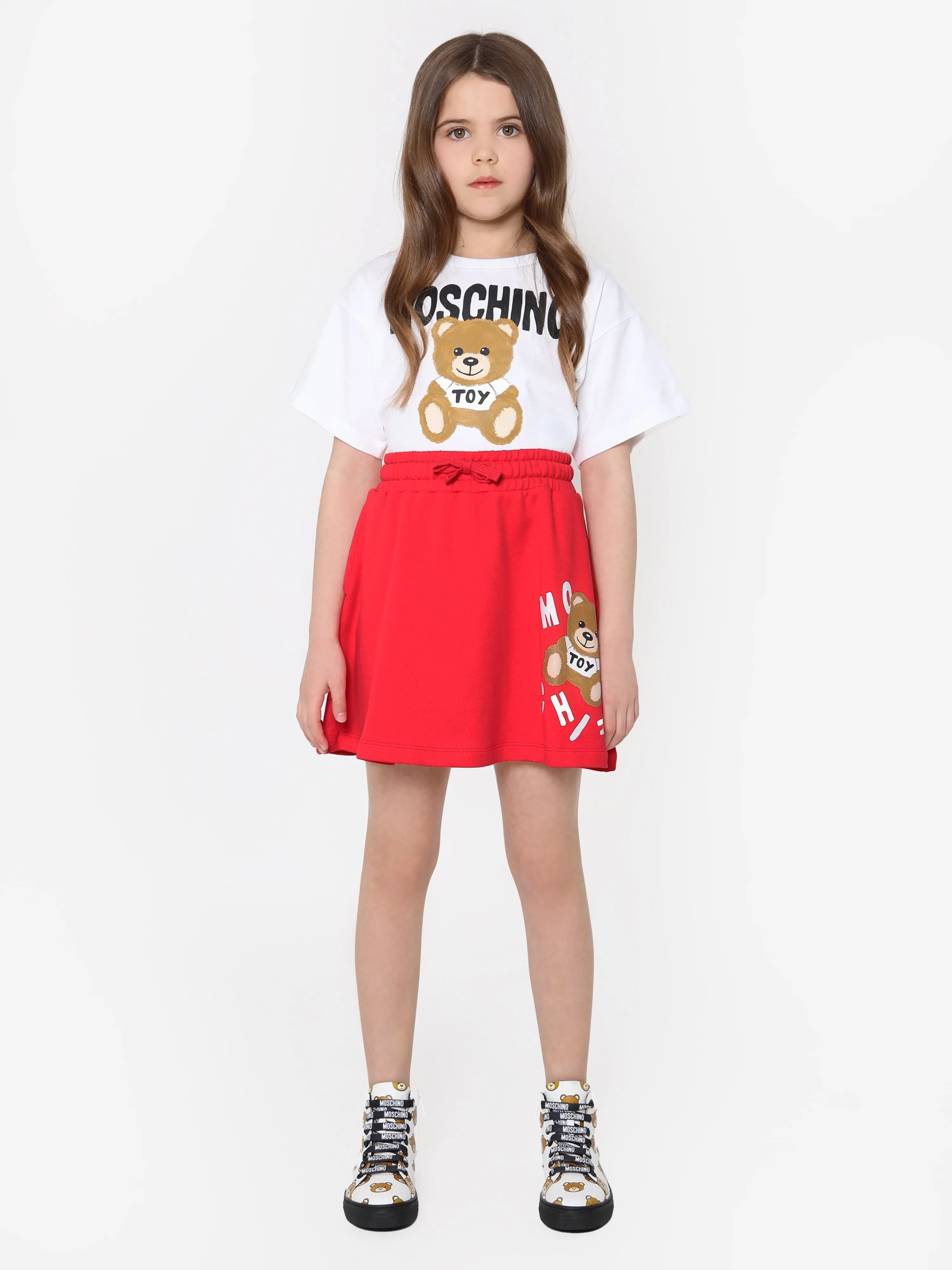 Moschino Girls Teddy Logo Skirt in Pink