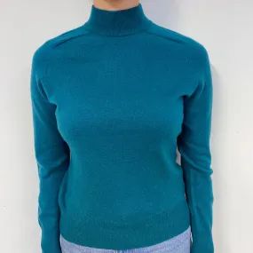 Teal Green Cashmere Polo Neck Jumper
