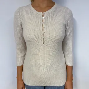Vanilla Cream Cashmere Crew Neck Jumper Small