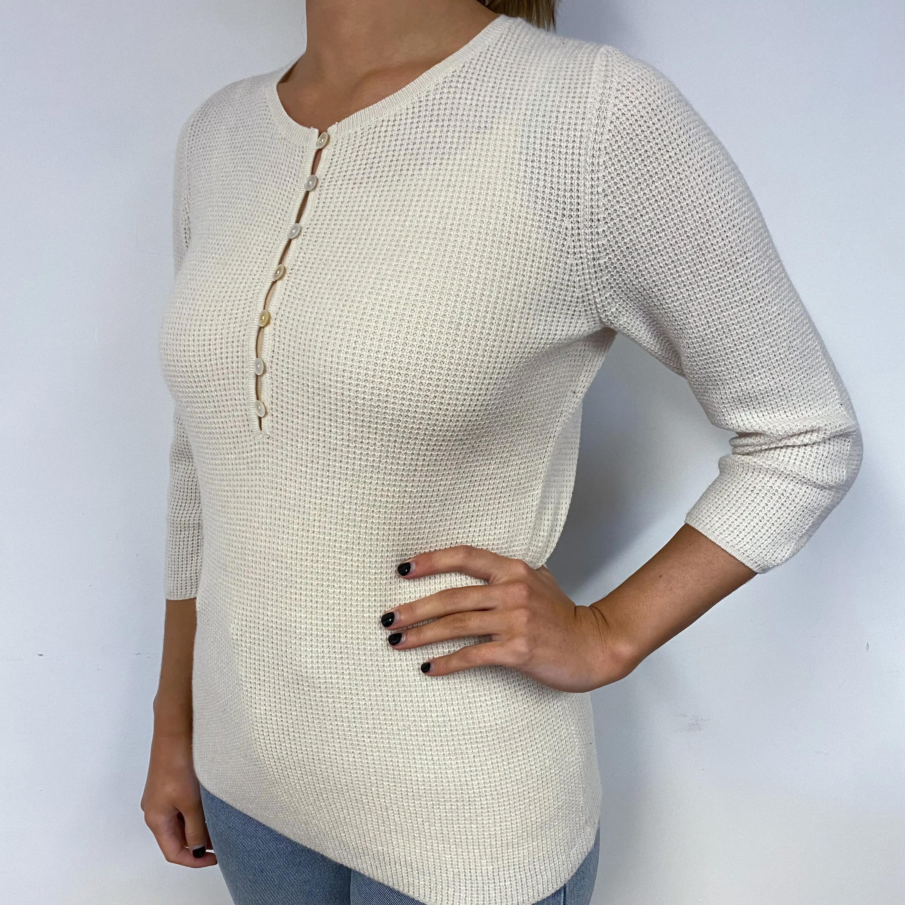 Vanilla Cream Cashmere Crew Neck Jumper Small