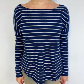 Vince Stripy Cashmere Crew Neck Jumper Small