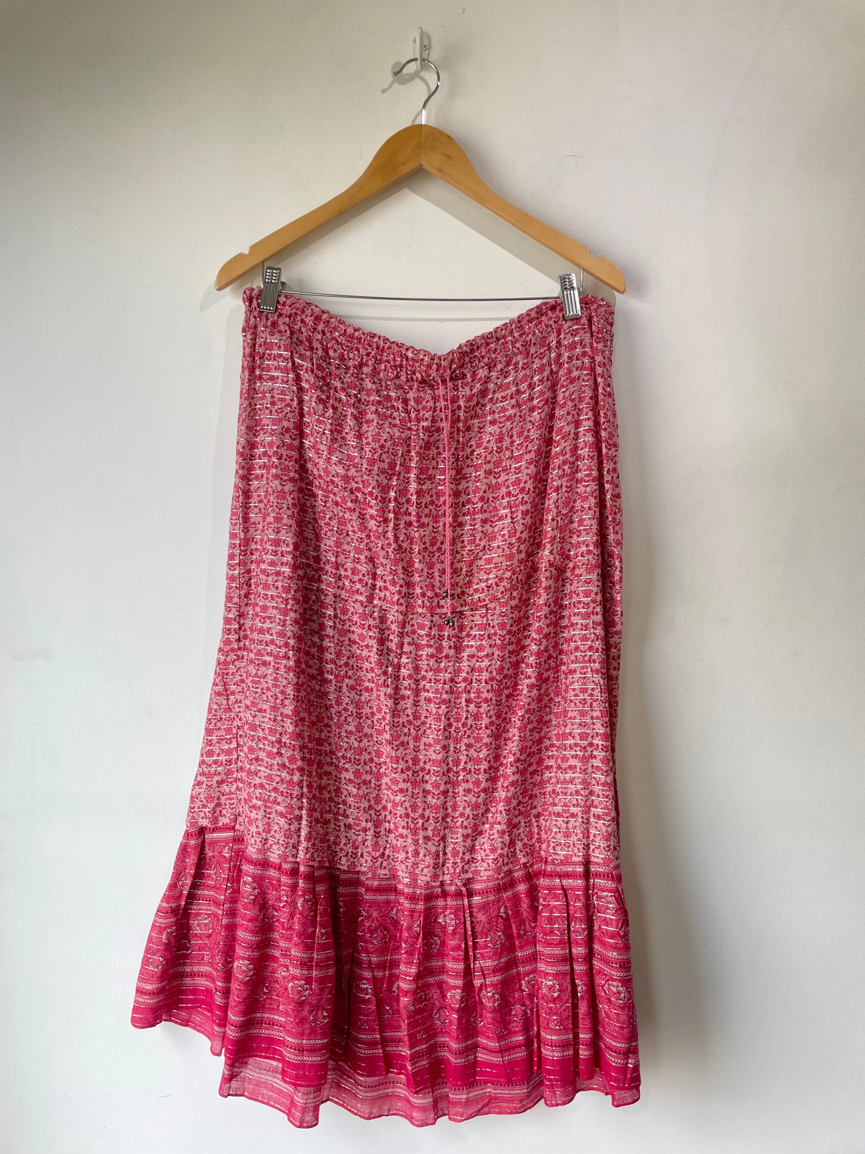 Vintage Two Piece Pink Floral Indian Block Print Two-Piece Set